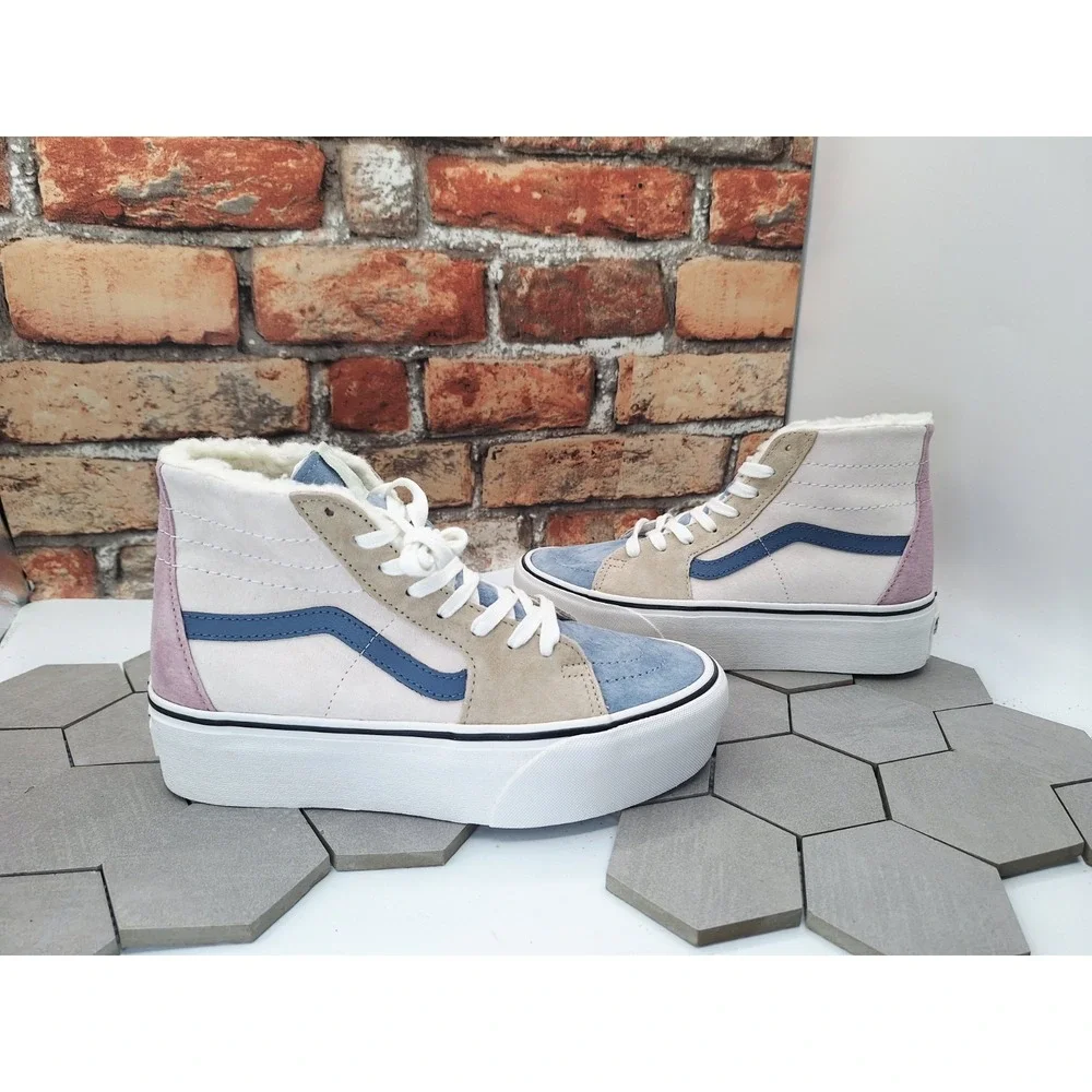 VANS Old Stack Platform Lift Shoes Sk8 Sherpa Faux Fur Stackform Women Sz 8 Knu